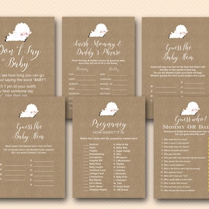 Lamb Baby Shower Games Package, Instant Download, dont say baby, how sweet it is, Baby Shower Game Download, Baby Shower Activities, tlc504