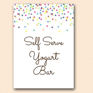 Self Serve Yogurt bar sign, Printable dessert sign, Yogurt bar printable, Printable Baby Shower Signage, Sprinkled with Love, TLC108