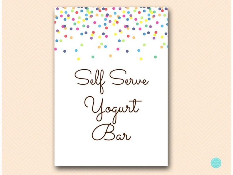 Self Serve Yogurt Bar Sign Printable Dessert Sign Yogurt Bar Etsy