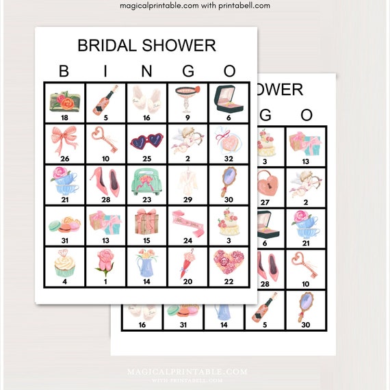 100x Bridal Shower Bingo, Printable Wedding Shower bingo, Bridal Bingo, Printable Bingo, Bridal Shower Bingo Printable, bs701 3 Il_570xn