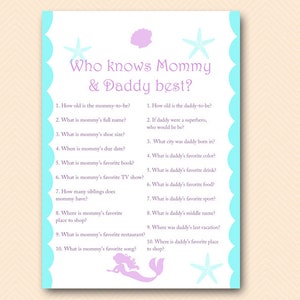 Giochi per baby shower con sirene, Chi conosce meglio mamma e papà, Chi conosce il miglior gioco per mamma, Gioco per baby shower studentesse, Giochi per baby shower, TLC125