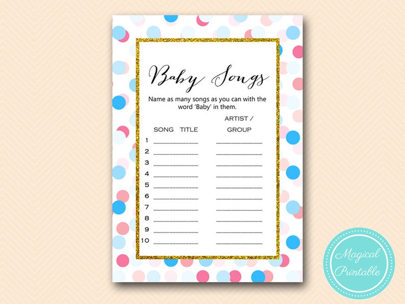 Baby Name Songs Name That Song Baby Shower Game Boy Or Girl Etsy