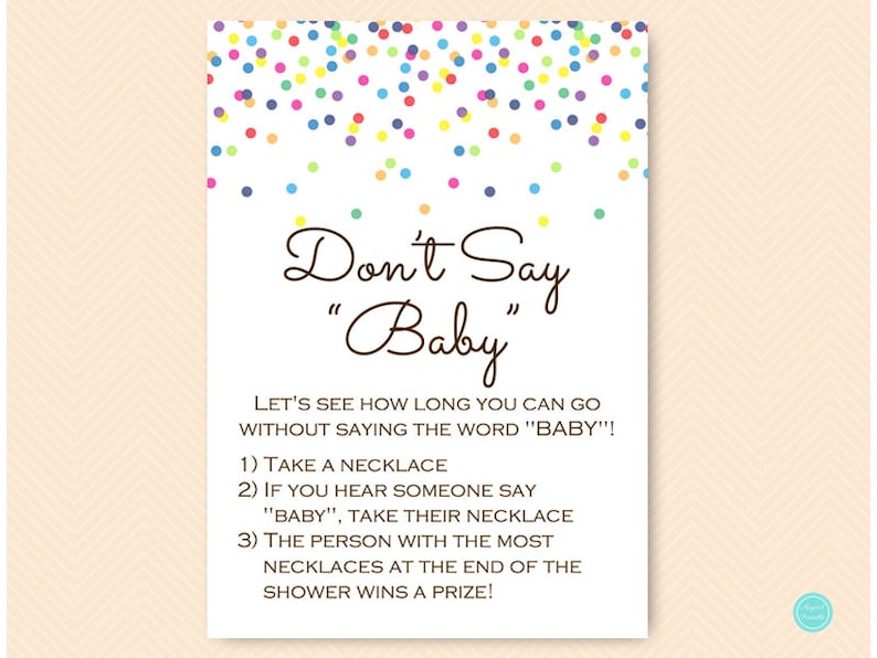 Don't Say Baby Take a Necklace Game Baby Sprinkle Baby Etsy