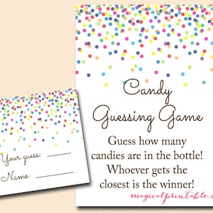 Candy guessing game, Guess how many in bottle, jar, baby sprinkle, Baby Shower Games Printable, Baby Shower Activities, TLC108