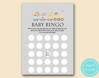 Baby bingo printable card, download, gift item bingo, Jungle Baby Shower Games, Safari, Animal, Zoo Animal baby shower games, Carnival TLC54