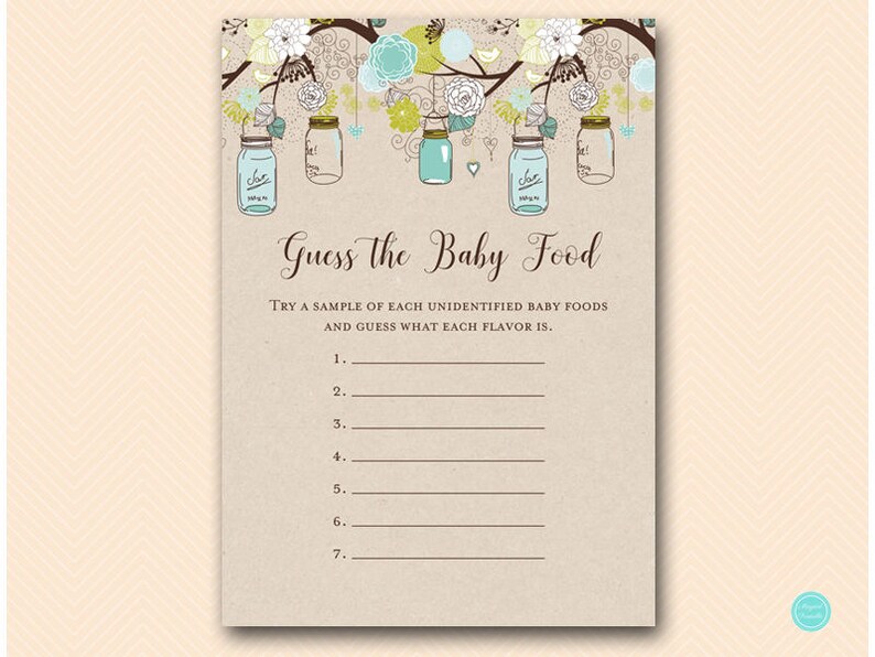 Teal Mason Jar Baby Shower Games Package Instant Etsy