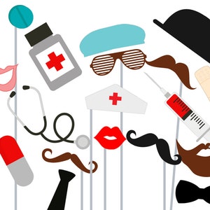 Print Yourself Doctor, Nurse Photo Booth Party Props
