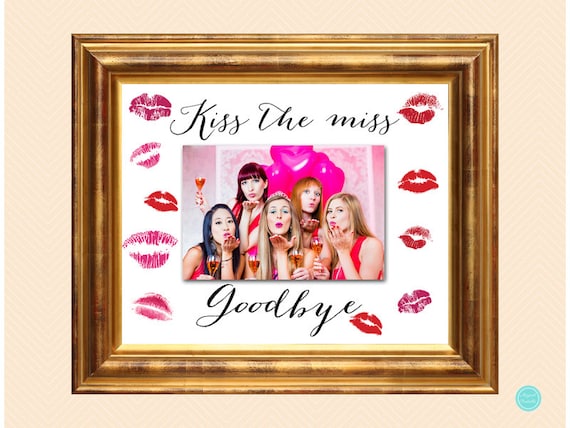 Kiss the Miss Goodbye Sign for Bridal shower, Bachelorette party sign, kiss the Miss goodbye SN491 SN15 Il_570xn