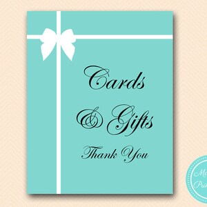 Cards and Gifts sign, thank you sign, instant download, Aqua Bridal Shower Sign, baby Shower Sign BS72, BS54