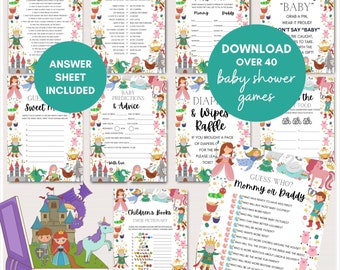Storybook Baby Shower Games Bundle, Fairytale Baby Shower, Storybook Themed Baby Shower, Children's Book Baby Shower Games Template, TLC773