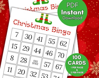 100 Weihnachtsbingokarten, druckbares Weihnachtsbingo, Weihnachtsspiel, Büroweihnachtsspiel, Bingospiel für Weihnachtsfeier, TLC659 bs701 13