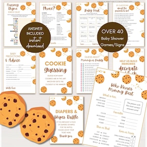 Little Cookie Baby Shower Games Package, Cookies and Milk Baby Shower, Cookies Baby Shower, Baby Shower Games, Printable Games, PDF, TLC845