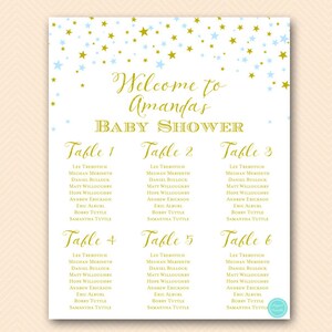 Gold Twinkle Little Stars Baby Shower Table Seating Chart, Printable Seating Chart, Find your Seat, Stars Baby Shower Poster TLC579 image 2