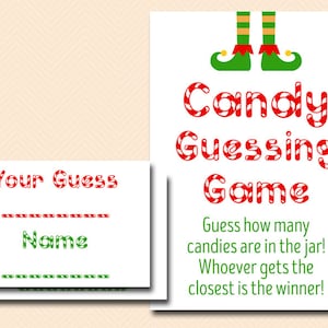 Christmas Candy Guessing Game Printable, Guess how many candies in Jar, Christmas Game, Christmas Activity, candy cane game, TLC659