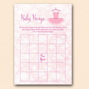 Ballerina Baby Shower Games, Bingo Baby Shower Game, Baby Shower Bingo ...