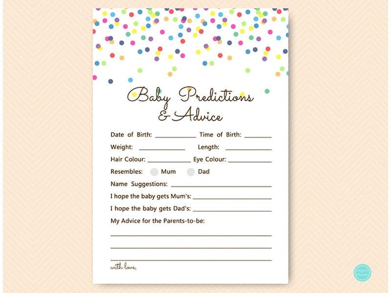 Baby Predictions and Advice Printable Predictions for Baby - Etsy
