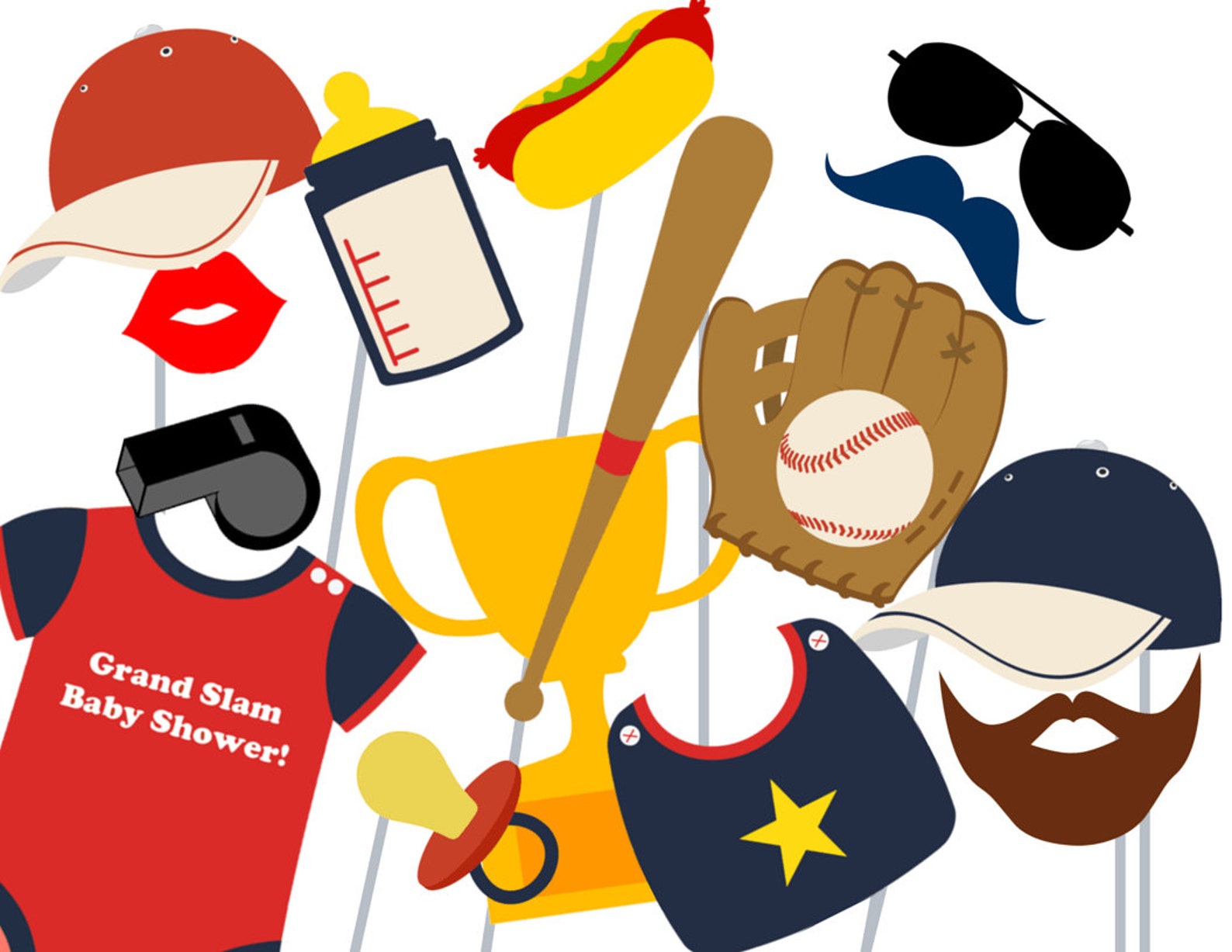 Print Yourself Baseball Photo Booth Party Props Etsy