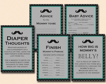 Baby Green mustache baby shower Games Printables, little gentleman baby shower game pack, Little man Baby Shower TLC65