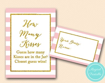 How many kisses guessing game, how many chocolates in the jar, Pink chic baby shower games Printables, download TLC115