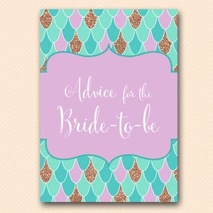 Mermaid Bridal Shower Games, Advice for the Bride to be Card, Advice for the Bride, Bridal Shower Activities, Bridal Shower Printable BS516 image 2