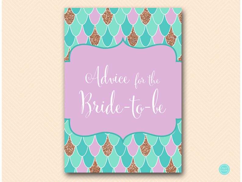 Mermaid Bridal Shower Games, Advice for the Bride to be Card, Advice for the Bride, Bridal Shower Activities, Bridal Shower Printable BS516 image 2