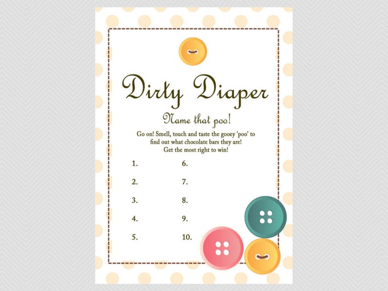 Dirty Diaper Game Name That Poo Game Chocolate Bar Game Etsy