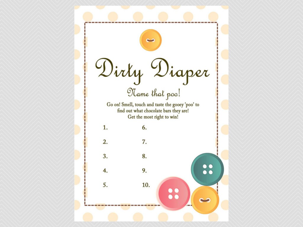 Dirty Nappy Baby Shower Game NAME THAT POO Boy Girl Neutral INCLUDES NAPPIES! 