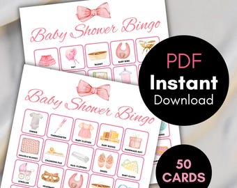 Mädchen Baby Shower Bingo Karten, Prefilled Baby Bingo Karten, Baby Geschenk Bingo Karten, Baby Shower Bingo Spiel, Baby Girl Baby Bingo, bs701