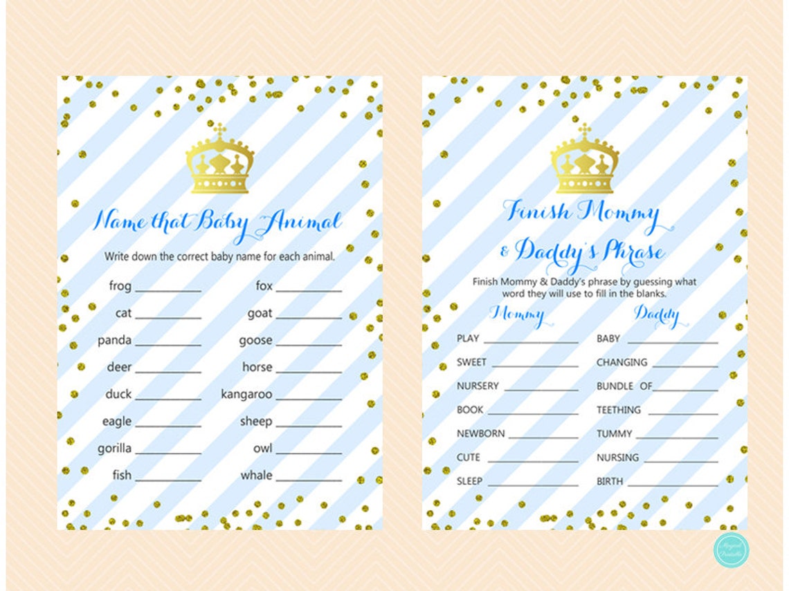 Printable Royal Prince Baby Shower Games