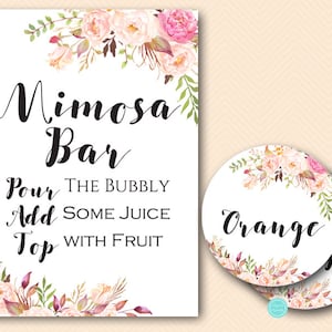 Boho Mimosa Bar Sign, Momosa Bar Printable, Bubbly Bar Sign, Mimosa Sign, Mimosa Bar, Bridal Shower Decoration Signs BS546 TLC546
