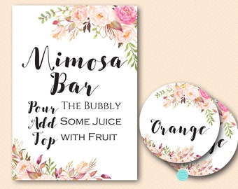 Boho Mimosa Bar Sign, Momosa Bar Printable, Bubbly Bar Sign, Mimosa Sign, Mimosa Bar, Bridal Shower Decoration Signs BS546 TLC546