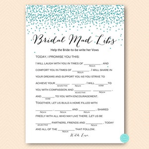 Teal Glitter Bridal Shower Games Package, over or under, who knows bride best, what did groom say, Teal glitter bachelorette, BS472t image 7