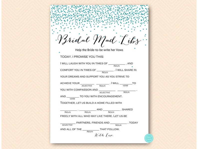 Teal Glitter Bridal Shower Games Package, over or under, who knows bride best, what did groom say, Teal glitter bachelorette, BS472t image 7