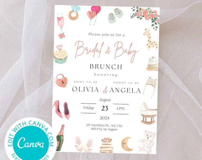 Combined Bridal and Baby Shower Invite, Bridal Shower and Baby Shower ...