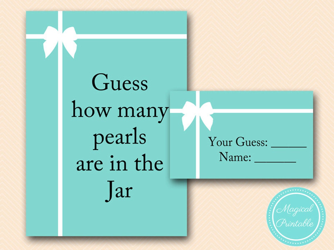 Guess How Many Pearls Are in the Jar Guessing Game Aqua Etsy