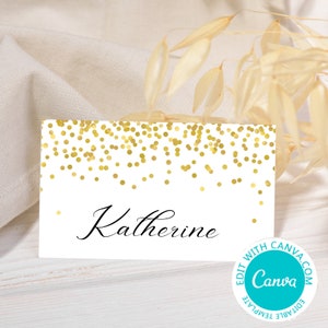 Instant Download Tent Stlye labels, name cards, Printable Gold confetti food labes, Printables toppers, BS46 TLC148 bp46 canva