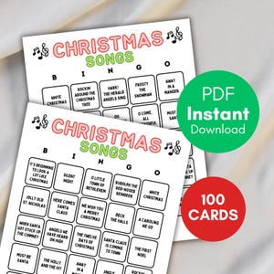 Bingokaarten kerstliedjes, afdrukbare kerstbingo, kerstfeestspel, kerstspellen, bingospel voor kerstfeest, bs701 d