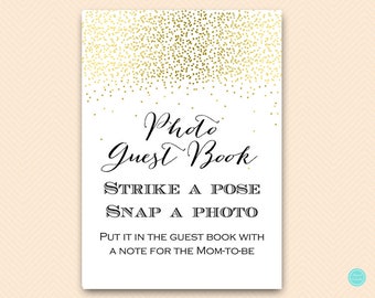 Gold Photo Guest book Sign, Photobooth Guestbook, Guestbook sign, Baby Shower guestbook, Bridal Shower Guestbook, Photobooth TLC472 BS472