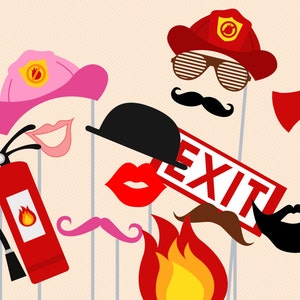 Print Yourself Fireman Photo Booth Party Props