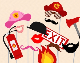 Print Yourself Fireman Photo Booth Party Props