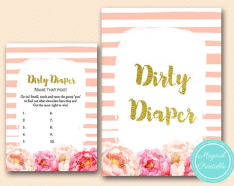 Dirty Diaper, Name that Poo, Chocolate Bar Game, Guess the Sweet Mess, Pink Baby Shower Game, Girl Baby Shower Activities TLC142