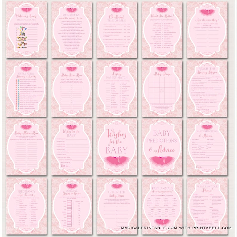 Tutu Ballerina Baby Shower Game Pack, Ballet baby shower game Printables, ballet Baby Shower, pink tutu baby shower, tiny dancer, TLC36 image 2