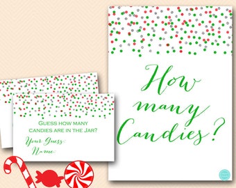 Christmas Candy Guessing Game Printable, Guess how many candies in Jar, Christmas Game, Christmas Activity BS468
