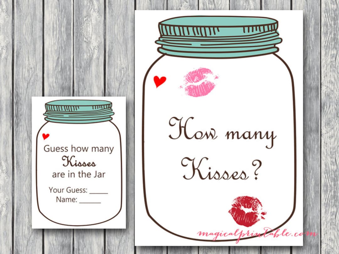 Mason Jars How Many Kisses, Guess How Many Kisses, How Many Kisses Game, How Many Kisses in the Jar, Bridal Shower Games Printable BS94 - Etsy mason-jars-how-many-kisses-guess-how-many-kisses-how-many-kisses-game-how-many-kisses-in-the-jar-bridal-shower-games-printable-bs94-etsy