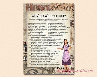 Why do we do that, wedding tradition game, 1950's Housewife Bridal Shower Game Printables, Retro bridal shower, Wedding Shower Games BS119