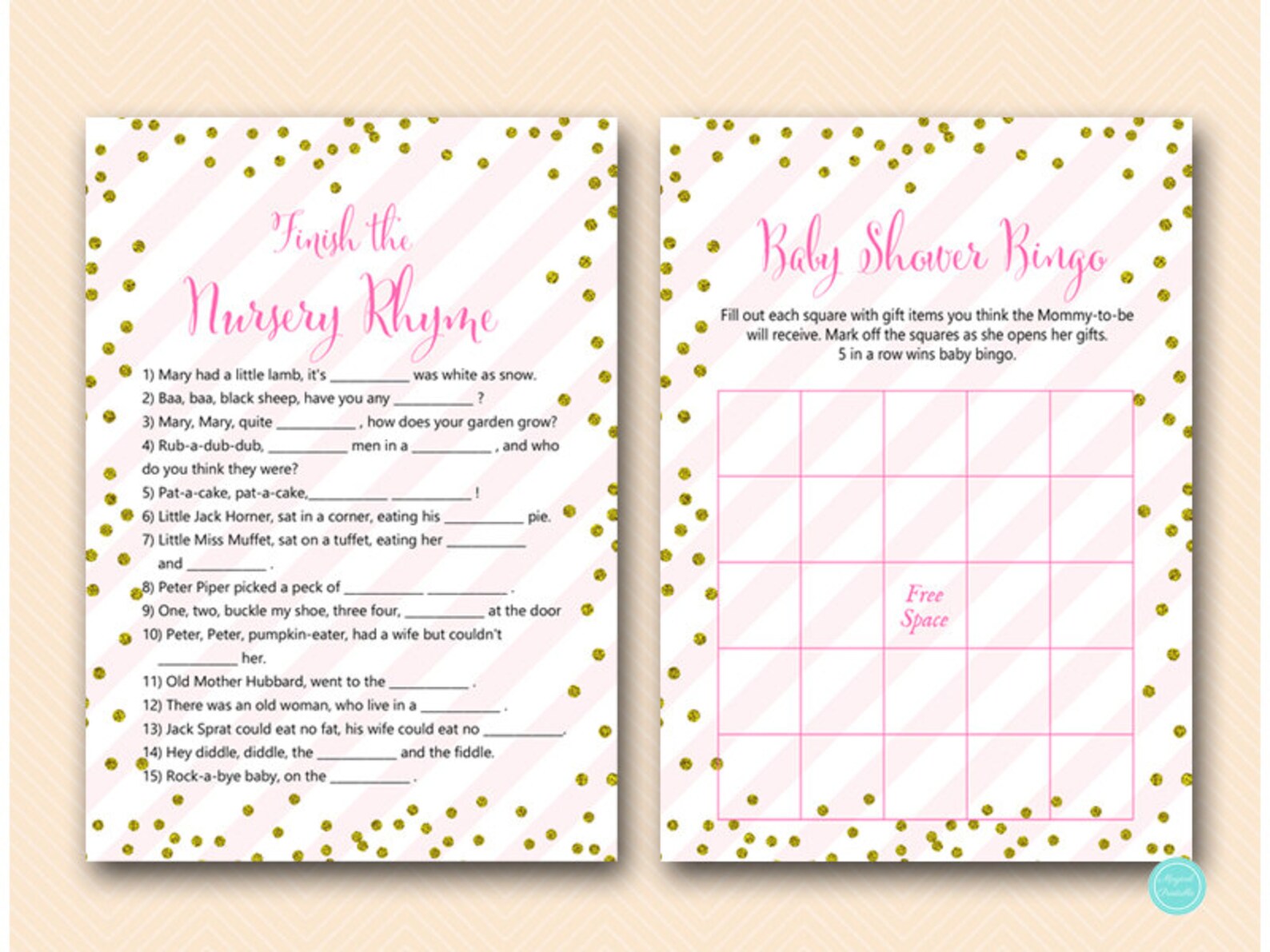 Pink and Gold Baby Shower Game Printable Princess Baby Shower - Etsy ...
