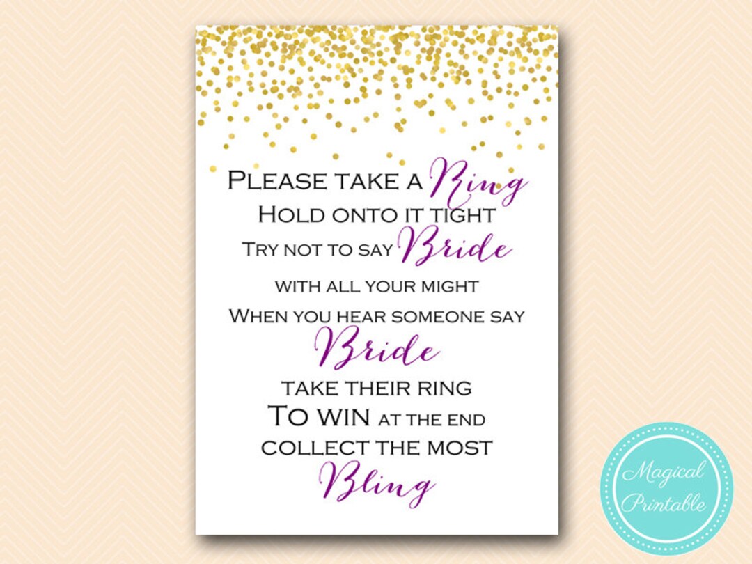 Don't Say Bride Take a Ring Game Don't Say a Word - Etsy Australia