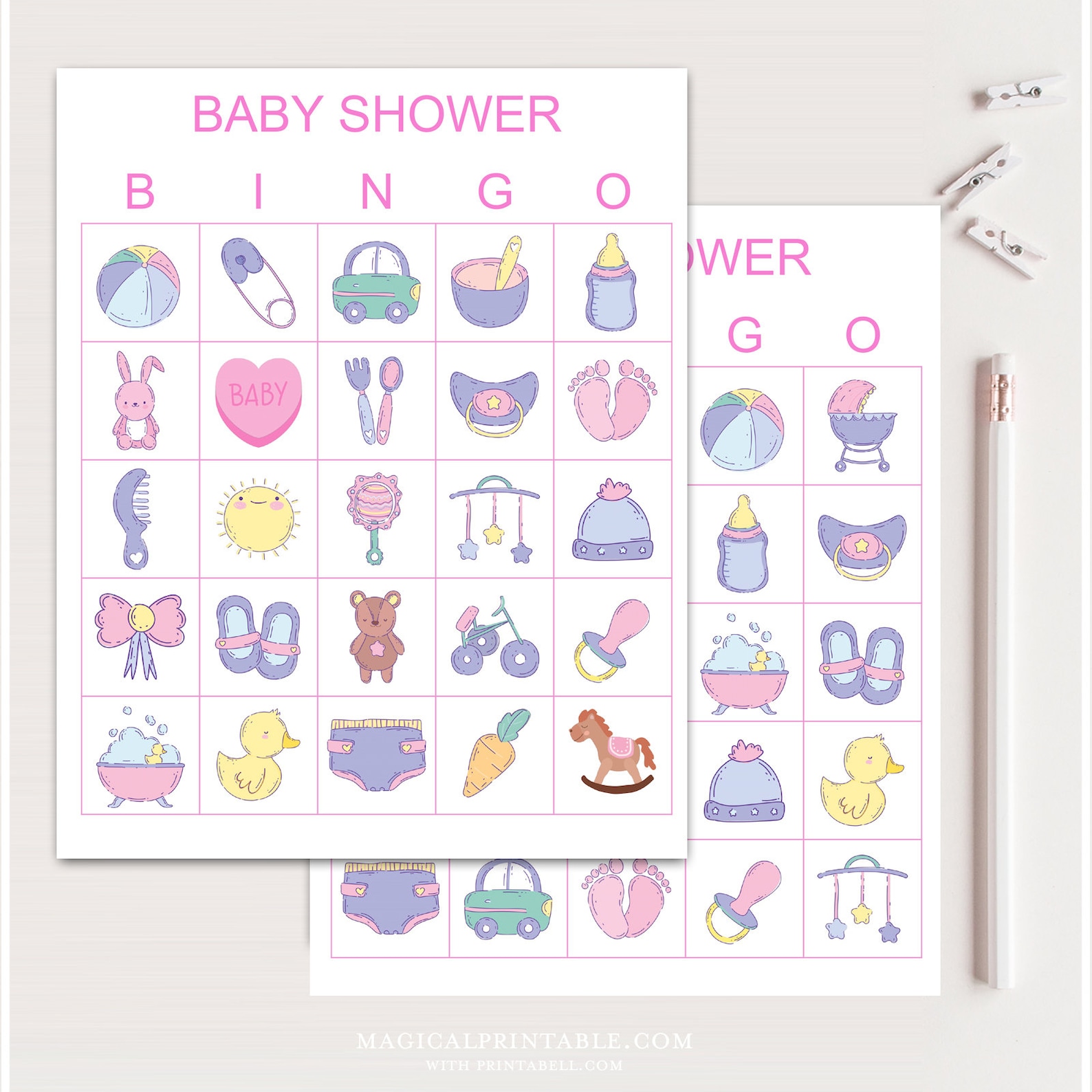 100x Bingo Baby Shower Cards Printable Baby Shower Bingo Etsy