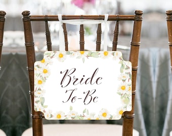 Bride to be Chair Banner, Bridesmaid Chair Sign, Maid of Honor, Daisy Bridal Shower Decoration, Bridal Chair Banner, Bride To Be Sign  BS691