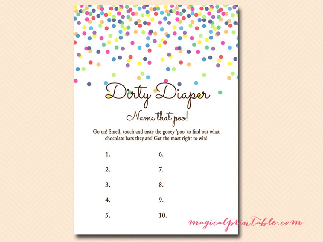 Dirty Diaper, Name That Poo, Guess the Chocolate, Baby Sprinkle, Baby ...